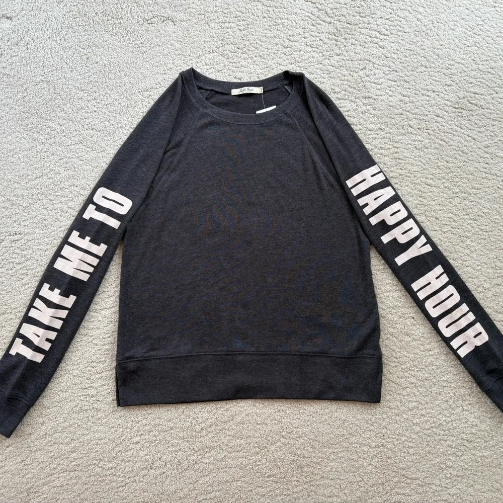 “Take Me To Happy Hour” Gray Knit Sweater by Junk Food Los Angeles - Picture 16 of 16